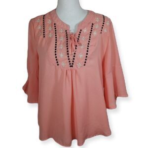 KAIMISETA PINK BOHO-INSPIRED BLOUSE SZ.XL EUC